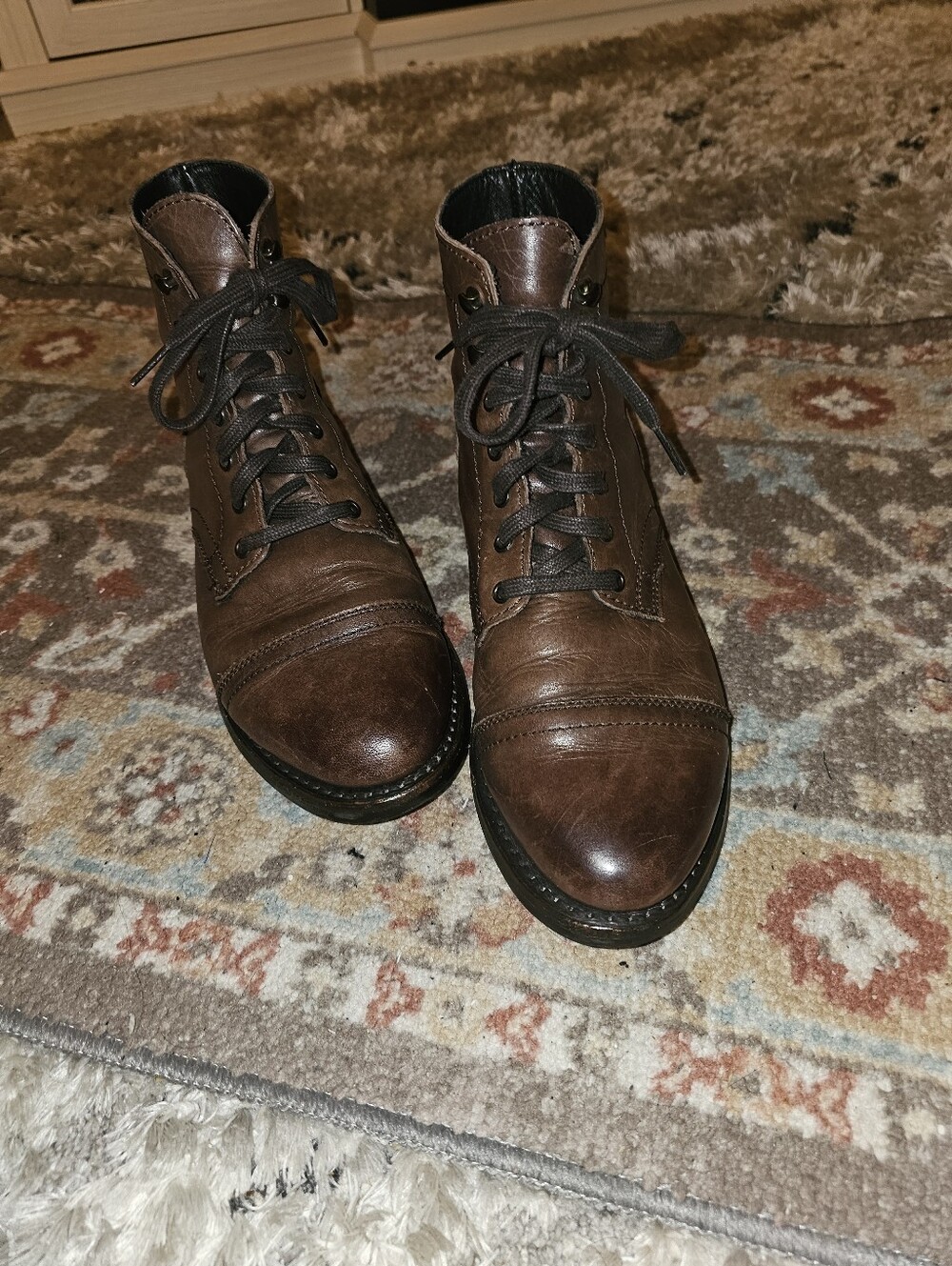 THURSDAY BOOT CO. 'Captain' Boots In Walnut Leather Size 10 Very Good Pre-owned!